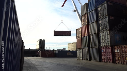 September 2, 2020 - Vladivostok, Russia - Vladivostok Sea Container Terminal. Loading operations at the container terminal.	
