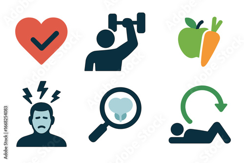 Health and Wellness Icons for Fitness, Nutrition, and Medical Concepts