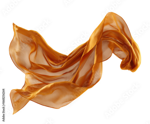 Elegant flowing brown silk fabric for creative design concepts. Cut out PNG