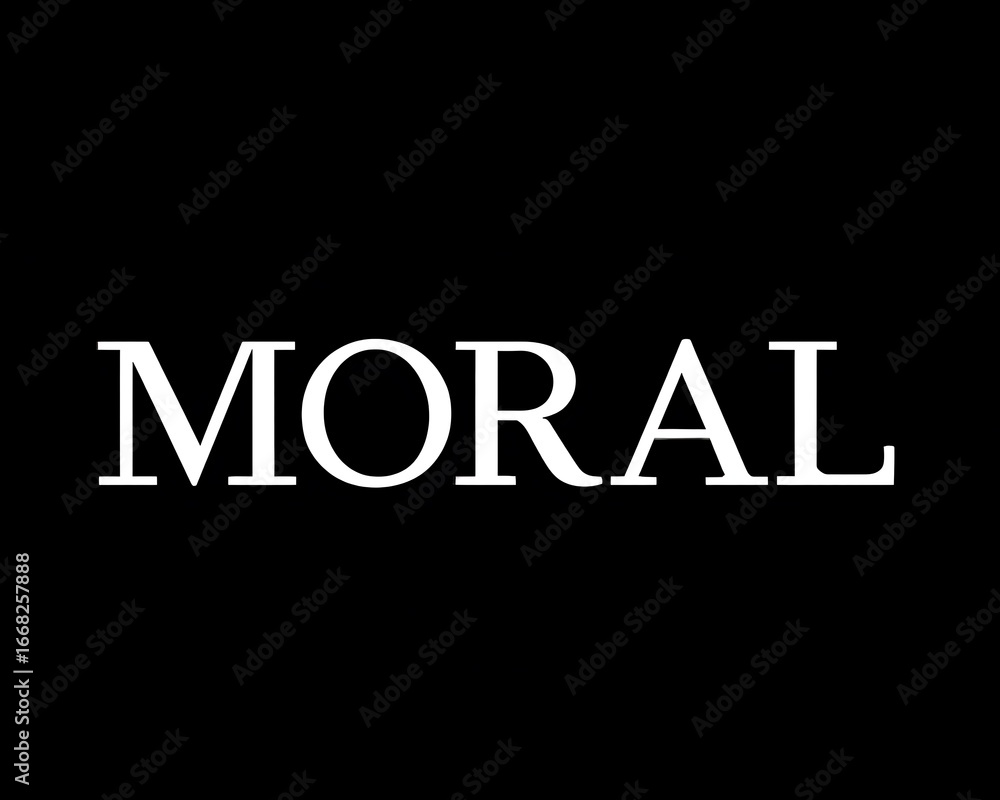 Fototapeta premium Simple word MORAL in white text on black background