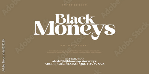 Black Moneys Abstract Fashion font alphabet. Minimal modern urban fonts for logo, brand etc. Typography typeface uppercase lowercase and number. vector illustration