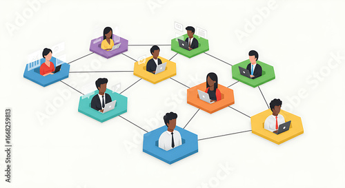 Connected Global Network of Diverse Remote Professionals Working Online