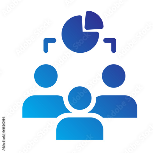 Stakeholder Flat Gradient Icon - Team with Pie Chart