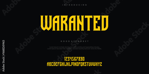 Waranted Abstract minimal modern alphabet fonts. Typography technology vector illustration