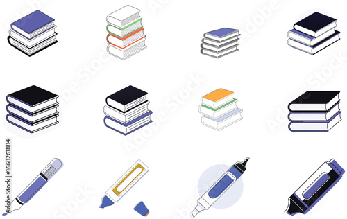 Bundle Stack Of Books Silhouette Icon On White Background Eps 42