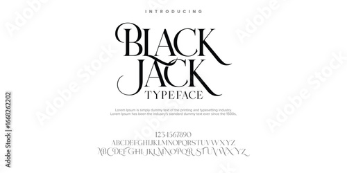 Black Jack Abstract Fashion font alphabet. Minimal modern urban fonts for logo, brand etc. Typography typeface uppercase lowercase and number. vector illustration