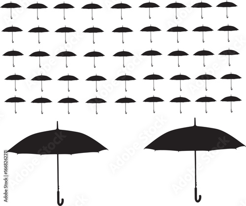 Umbrella in silhouette white background.full image.