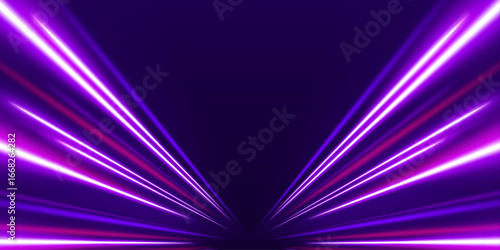 Laser-like beams race across a digital landscape in coordinated precision. Vibrant colors blend into a seamless gradient. The motion suggests time travel or hyperspeed.