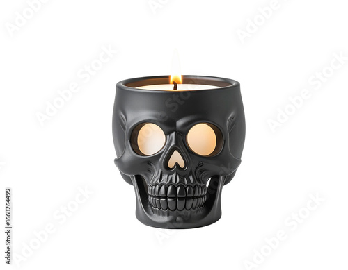 Minimal Halloween Candle Holder Illustration with Skull – Gothic Spooky Decor