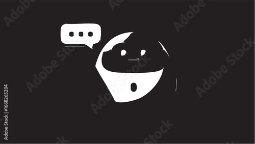 Chatbot vector illustration: ai assistant, customer service, black and white eps silhouette