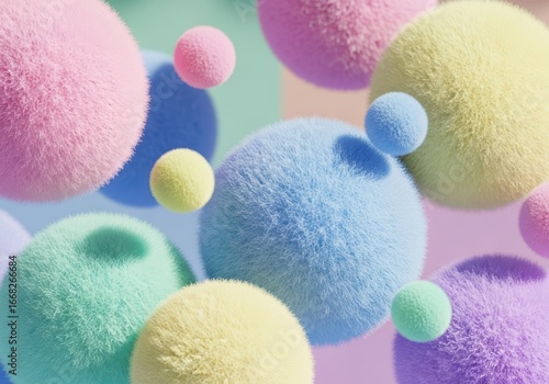 Abstract pink and blue balls on a colorful soft pastel background