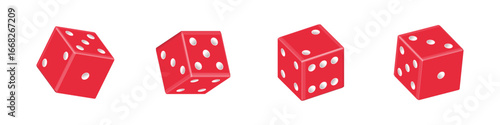 3D Vector Illustration of Realistic Red Casino Dice for Gambling, Gaming and Betting Design
