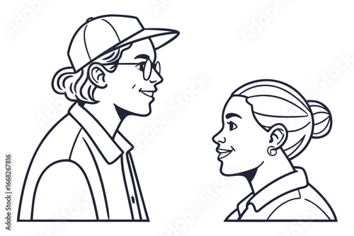 AI-Generated Line Art Couple Portraits, Eps Bundle (13).ai