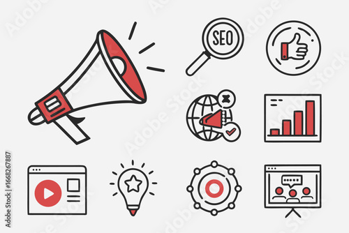 Digital Marketing Icons SEO, Social Media, & Content Strategy Bundle (25 EPS Vectors)