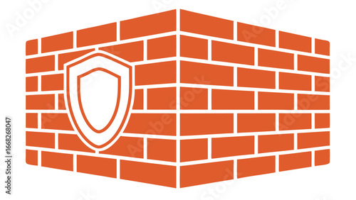 Brick Wall Corner with Shield Symbol building construction