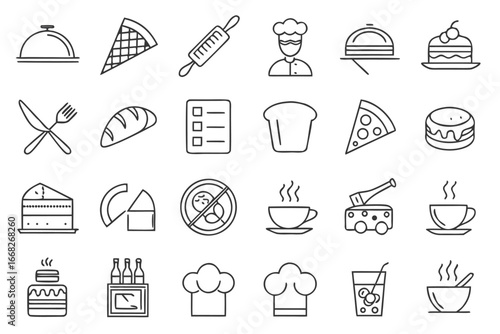 Food Icons Bundle 39 Delicious Line Art Graphics for Culinary Designs