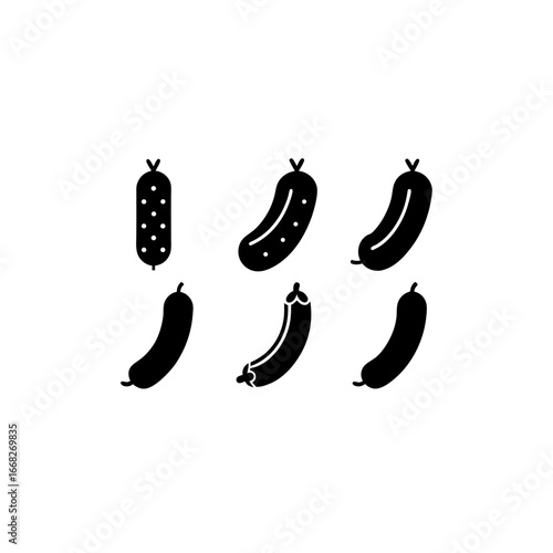 6 different bangers and mash silhouette vector ico