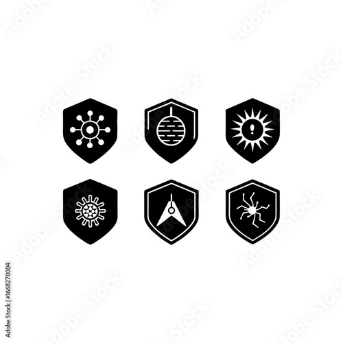 6 different biosensor patch silhouette vector icon