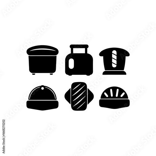 6 different bread maker silhouette vector icons se
