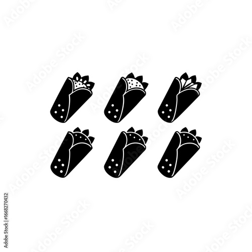 6 different chimichanga silhouette vector icons se