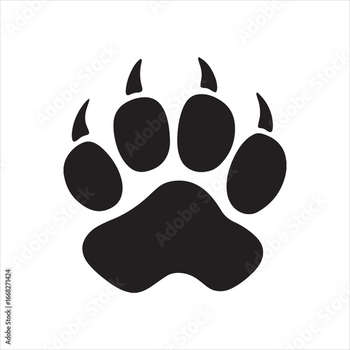 panther paw print icon silhouette vector. paw print icon