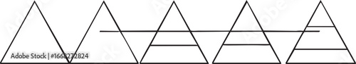 Triangle progression vector: geometric shape evolution with horizontal lines eps silhouette