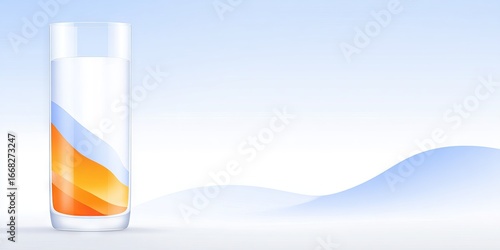 Wallpaper Mural Transparent glass filled with refreshing water and orange juice, set against a soft gradient background, ideal for beverage mock up and design purposes Torontodigital.ca