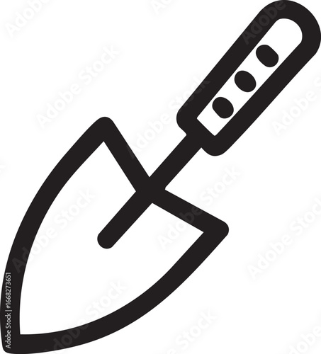 Gardening shovel vector icon - spade outline for planting and digging eps silhouette