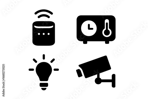 Smart home device icons for connected living and automation concepts