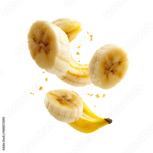 Flying delicious banana slices png