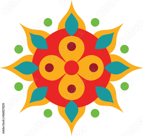 Vibrant traditional indian rangoli art vector design for festive celebrations and decor