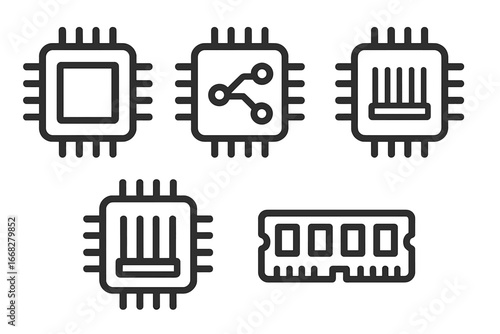 Computer hardware icons for technology and digital concepts