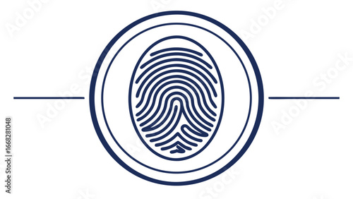 Fingerprint Icon with Circular Border and Lines identity