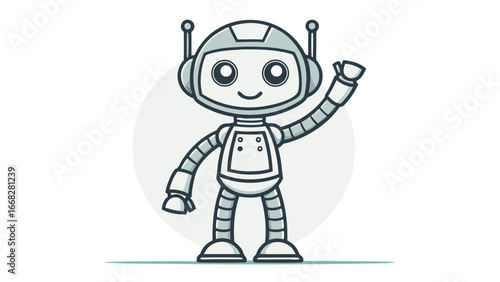 Friendly Cartoon Robot Waving Hello android character