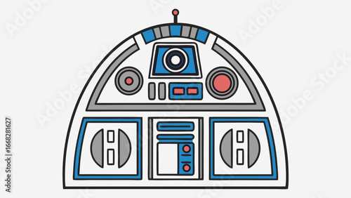 Futuristic Robot Head with Controls droid technology