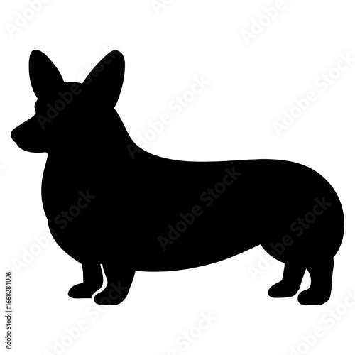 Welsh Corgi dog silhouette short leg herding breed cute loyal vector outline