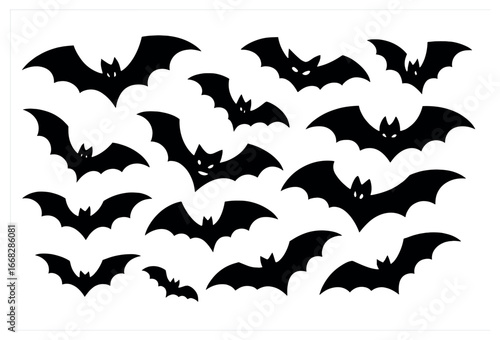 Mischievous bat silhouettes vector for halloween decorations and designs