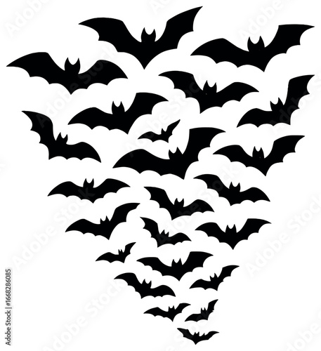 Halloween bats vector: swirling bat silhouettes for spooky halloween designs