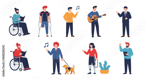 Diverse Flat Illustration of People with Different Abilities and Lifestyles