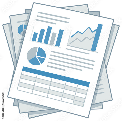 Business data analysis vector: charts, graphs, and financial insights for reports