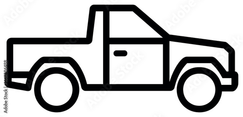 Geometric truck outline vector: minimalist pickup design for art and craft projects