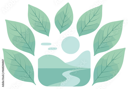 Abstract leaf vector art - nature-inspired green foliage design for contemplation and peace