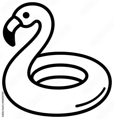 Flamingo pool float icon vector - summer fun, beach holiday, poolside relaxation design