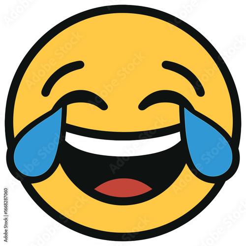 Joyful emoji vector for celebration and expression - smiley face with tears of laughter