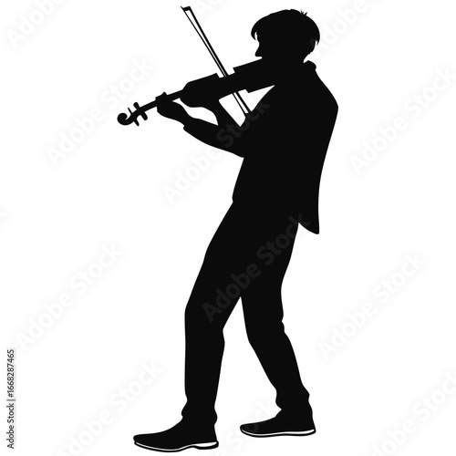 Violinist performing silhouette