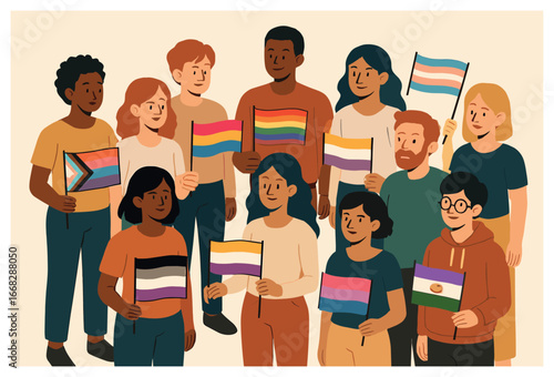 Lgbtq+ unity vector: diversity, inclusion, pride - celebrate gender and sexuality awareness