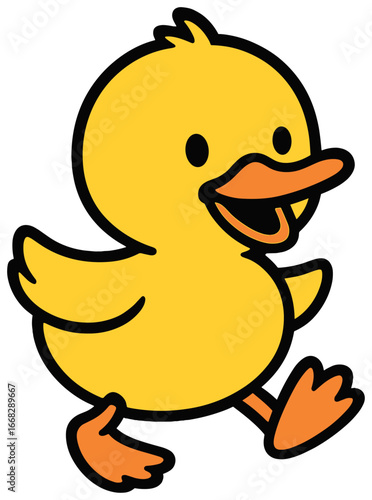 Playful cartoon duckling vector: cute, simple, and colorful animal art illustration