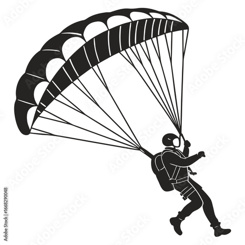 Skydiver free-falling silhouette