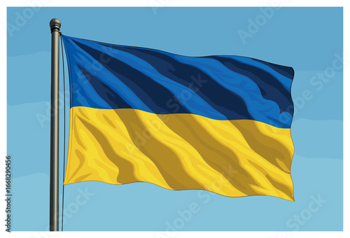 Ukrainian flag vector: national symbol of ukraine, blue and yellow banner, independence day concept