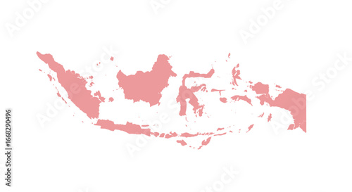 Indonesia map in rose quartz for travel blog or infographic about Southeast Asia and tourism promotion